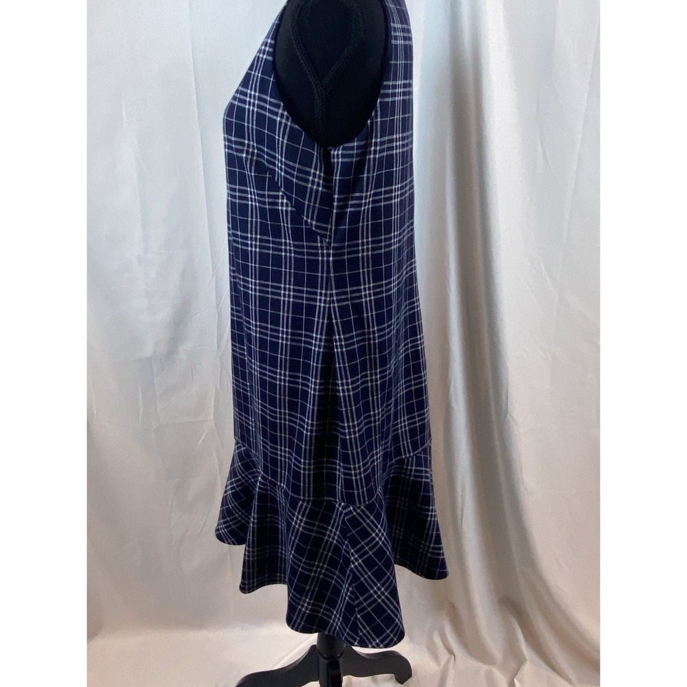 1901 Women's Size 12 Navy Blue Plaid Sleeveless Sheath Dress - Picture 3 of 10